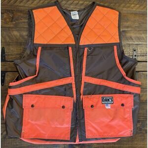 Dan's Briar Proof Vest Mens 2XL Orange Brown Frontloading Game Vest Hunting Vest